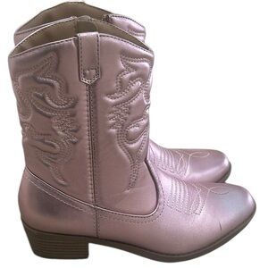 Soda Pink blush rose metallic Cowgirl western zip up Boots size 5(girls)